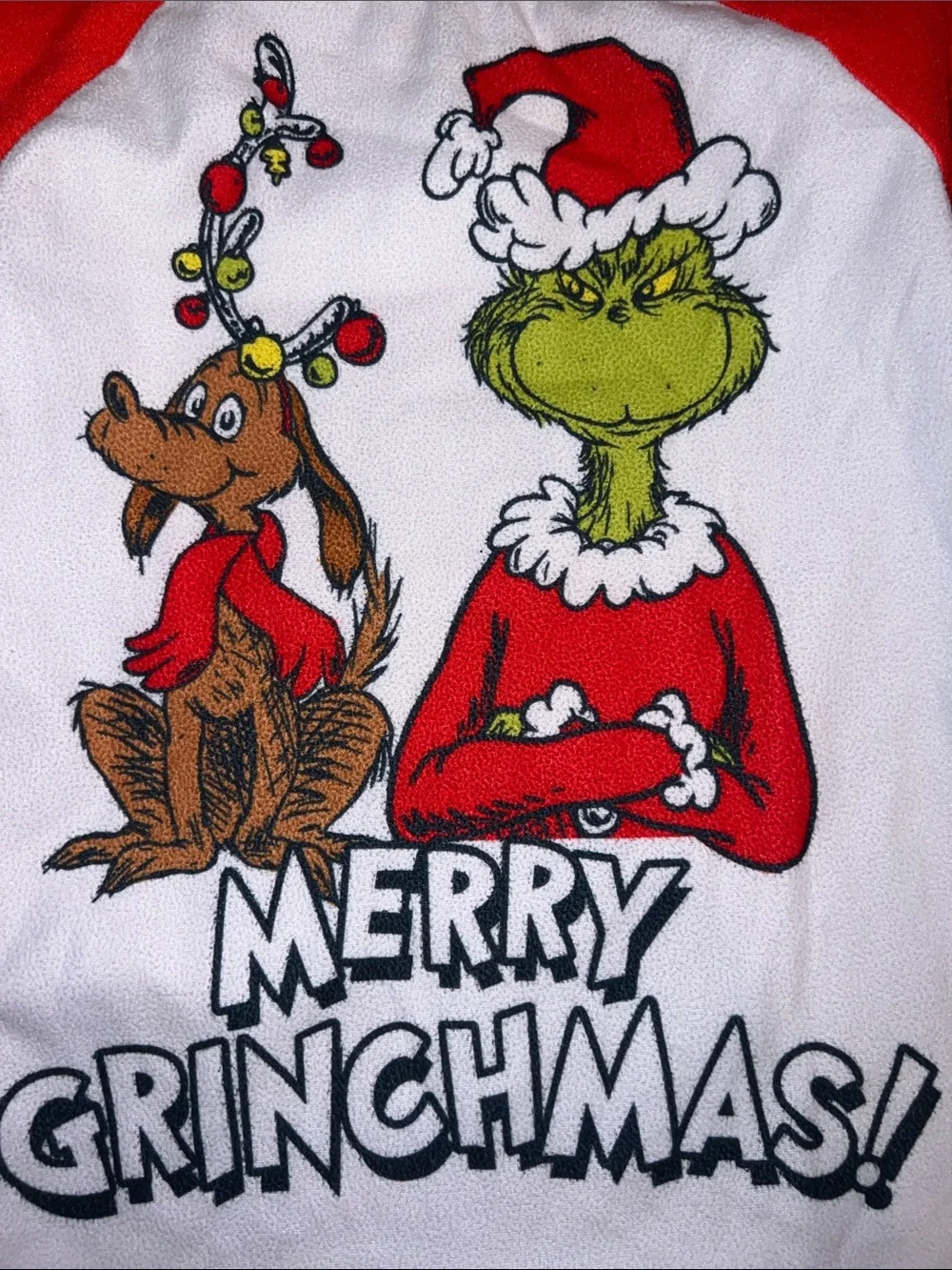 Dr. Seuss The Grinch Kids' Red and White 'Merry Grinchmas' Pajama Set S-L 10-12